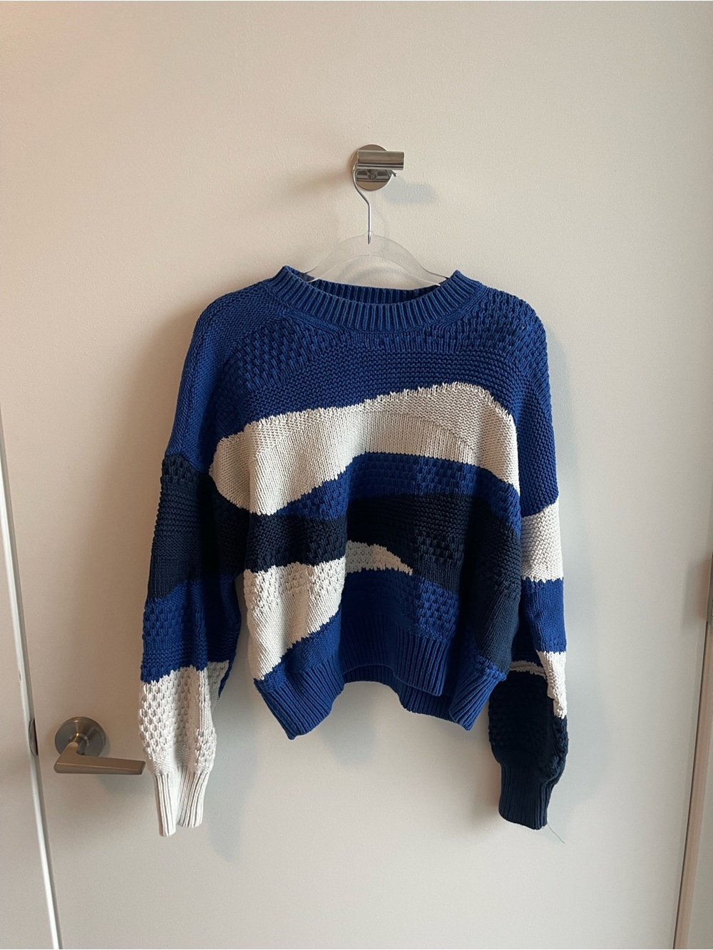 Madewell Blue and White Wave-Stripe Knit Sweater